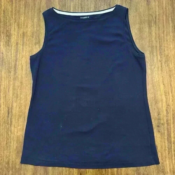 Talbots Blue Ladies Sleeveless Bateau Neck Tank, Size Large petite  Navy - Picture 7 of 7